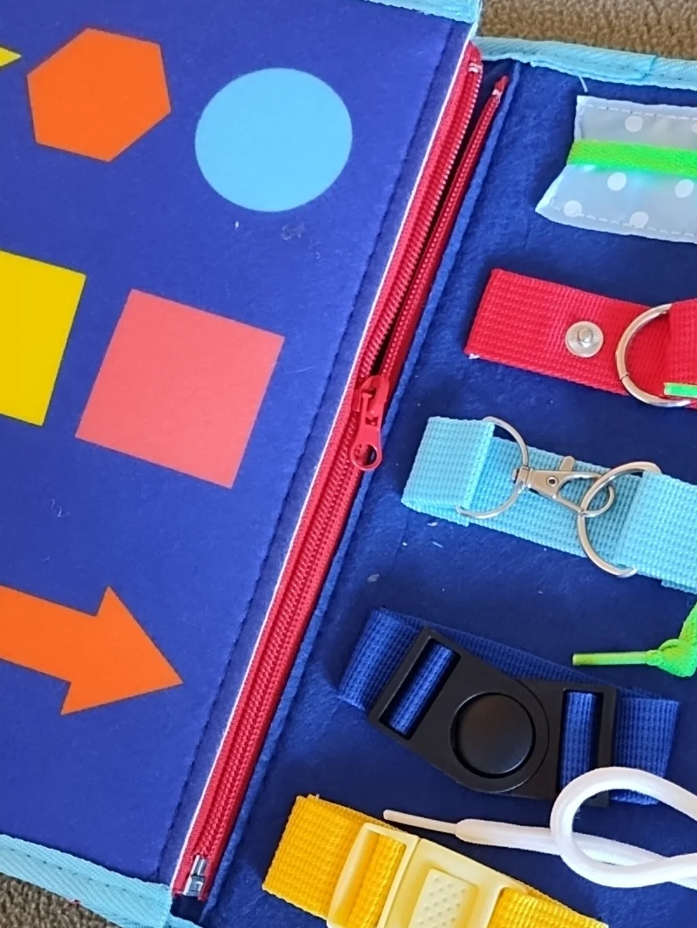 Esjay Toddler Busy Board Sensory Play Travel Companion Portable Dinosaurs Blue